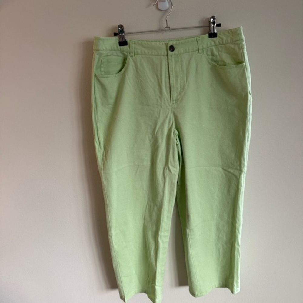Talbots Womens Green Denim Cropped Pants Casual Everyday Trousers
